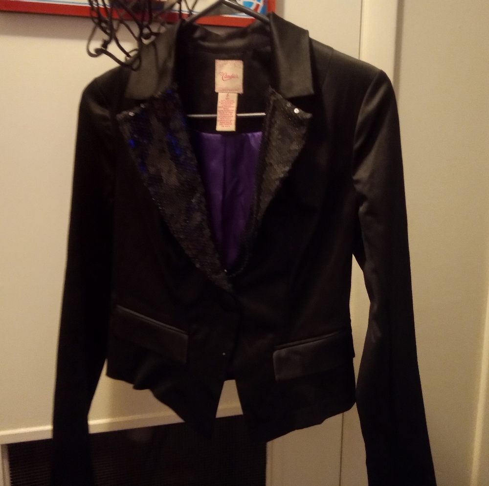 Candies Black Sequin Blazer size small